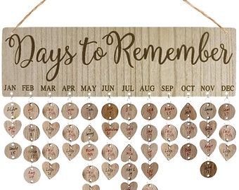 Wooden Calendar Board Family Special Dates Sign Birthday Mark Hanging Decor #UK