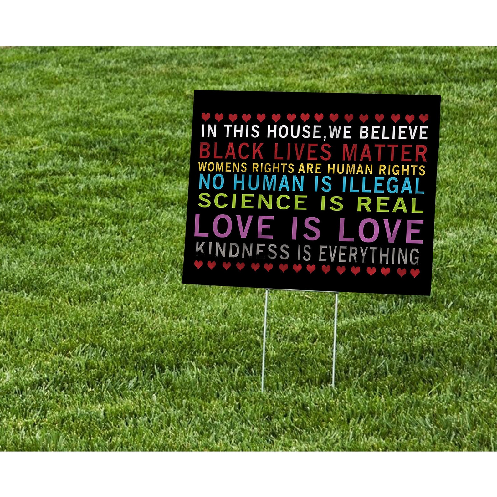 In This House We Believe Yard Sign No Hate Campaign Sign | Etsy