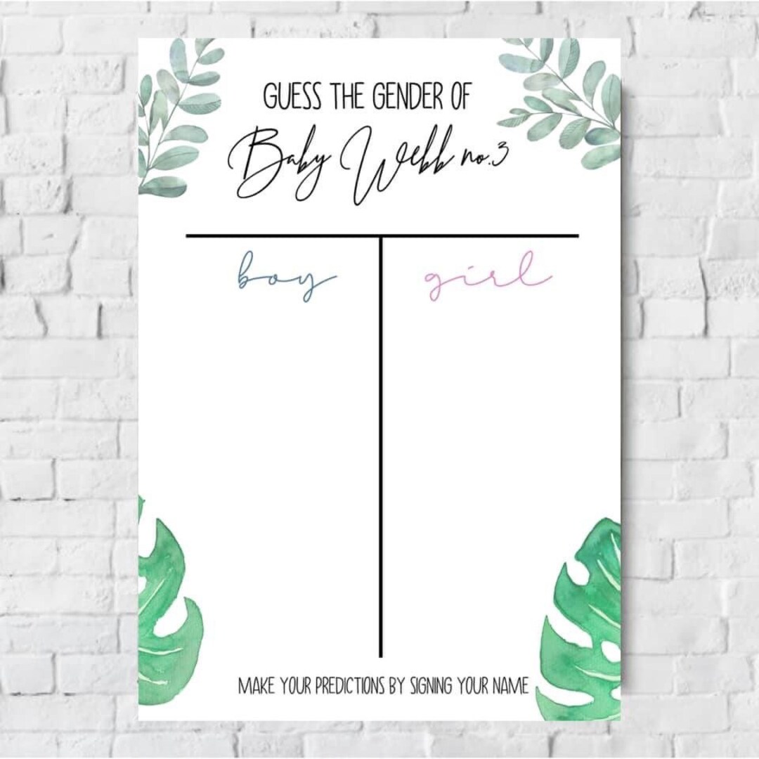 Guess the Gender Baby Shower Print - Etsy