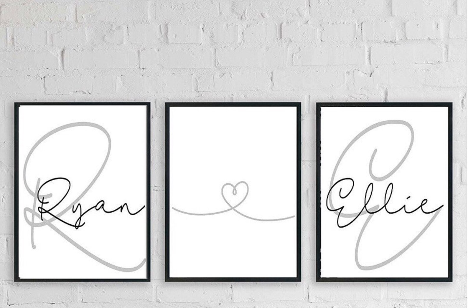 Personalised Name Print Set of 3 Etsy