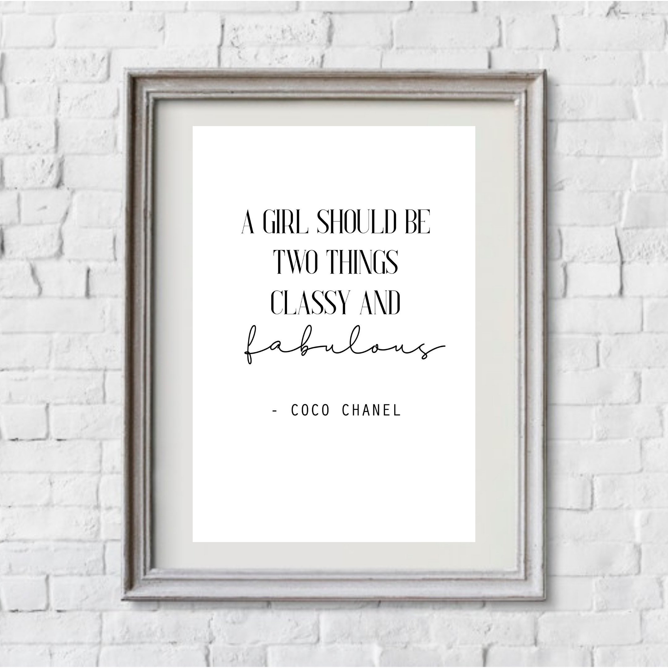  Coco Chanel Quote Classy and Fabulous Shirt (M, Crew Neck,  White) : Handmade Products