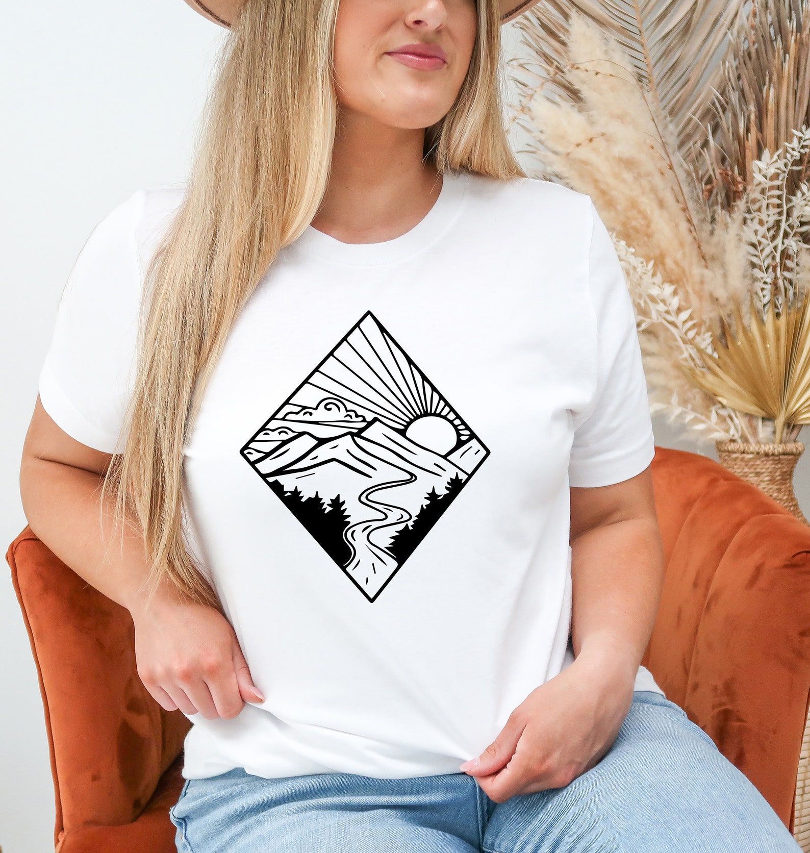 Mountain Tshirt Hand Drawn Geometric Mountain Shirt Camping Etsy