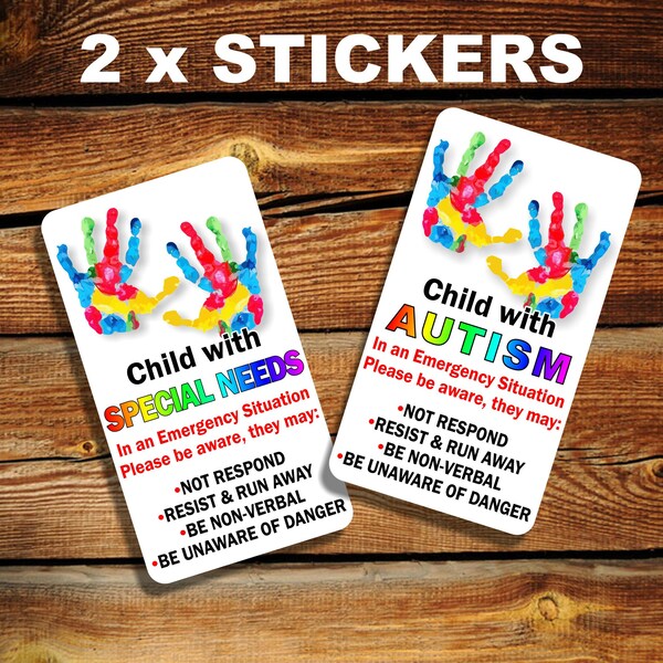 2 x Autisme autosticker Autistische sticker Speciale behoeften Noodwaarschuwingsstickers