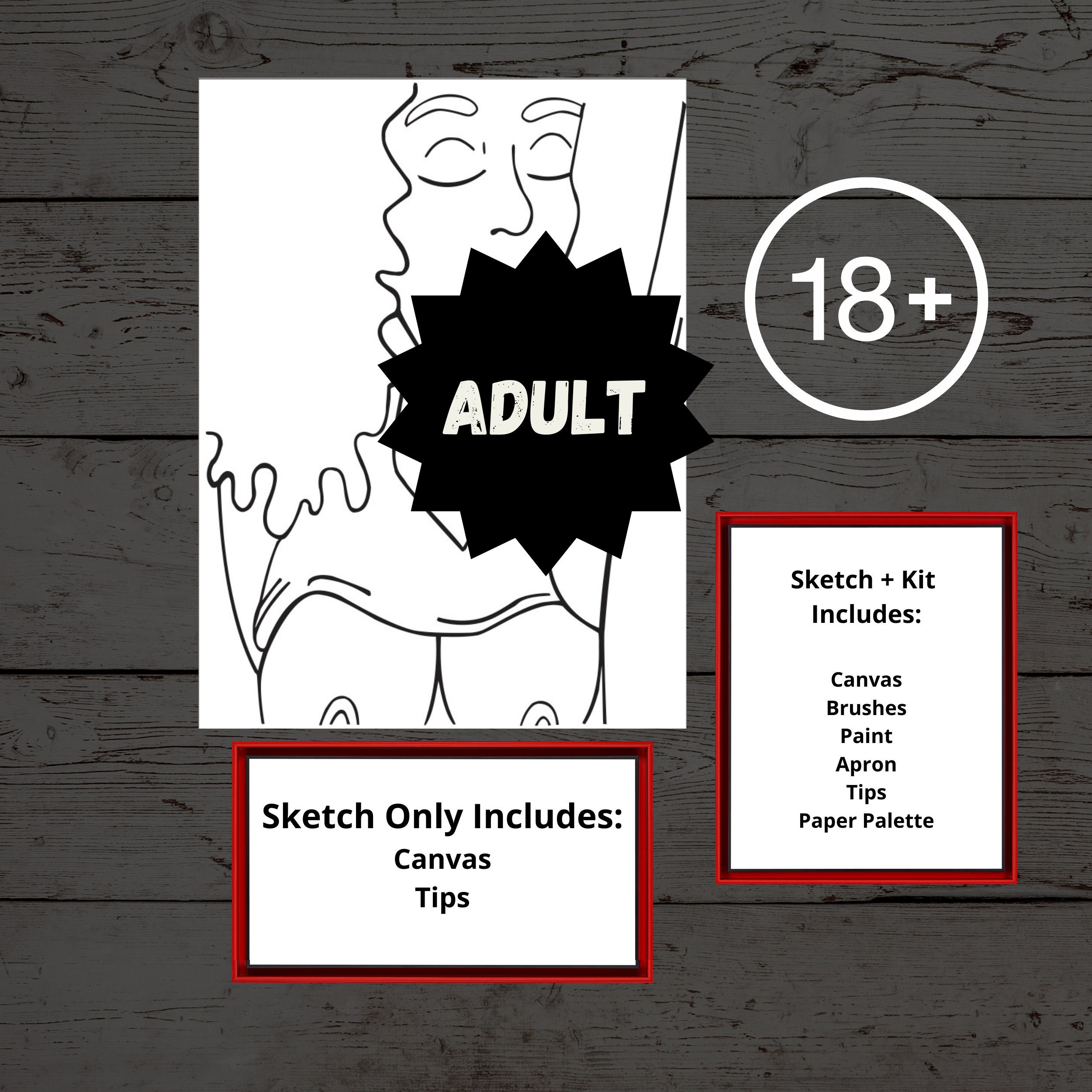 Adult B / Predrawn Canvas / Presketched Canvas / Outlined Etsy