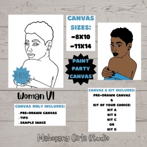 Woman VI / Pre-drawn Canvas / Pre-Sketched Canvas / Outlined Canvas / Sip and Paint / Canvas Painting / DIY Paint Party / Woman