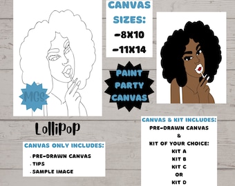Lollipop / Pre-drawn Canvas / Pre-Sketched Canvas / Outlined Canvas / Sip and Paint / Paint Kit / Canvas Painting / DIY Paint Party