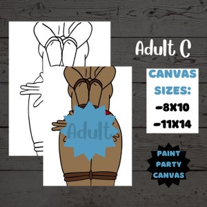 Adult C / Pre-drawn Canvas / Pre-Sketched Canvas / Outlined Canvas / Sip and Paint / Paint Kit / Canvas Painting / DIY Paint Party