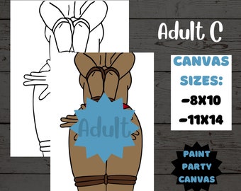 Adult G / Pre-drawn Canvas / Pre-sketched Canvas / Outlined Canvas / Sip  and Paint / Paint Kit / Canvas Painting / DIY Paint Party 