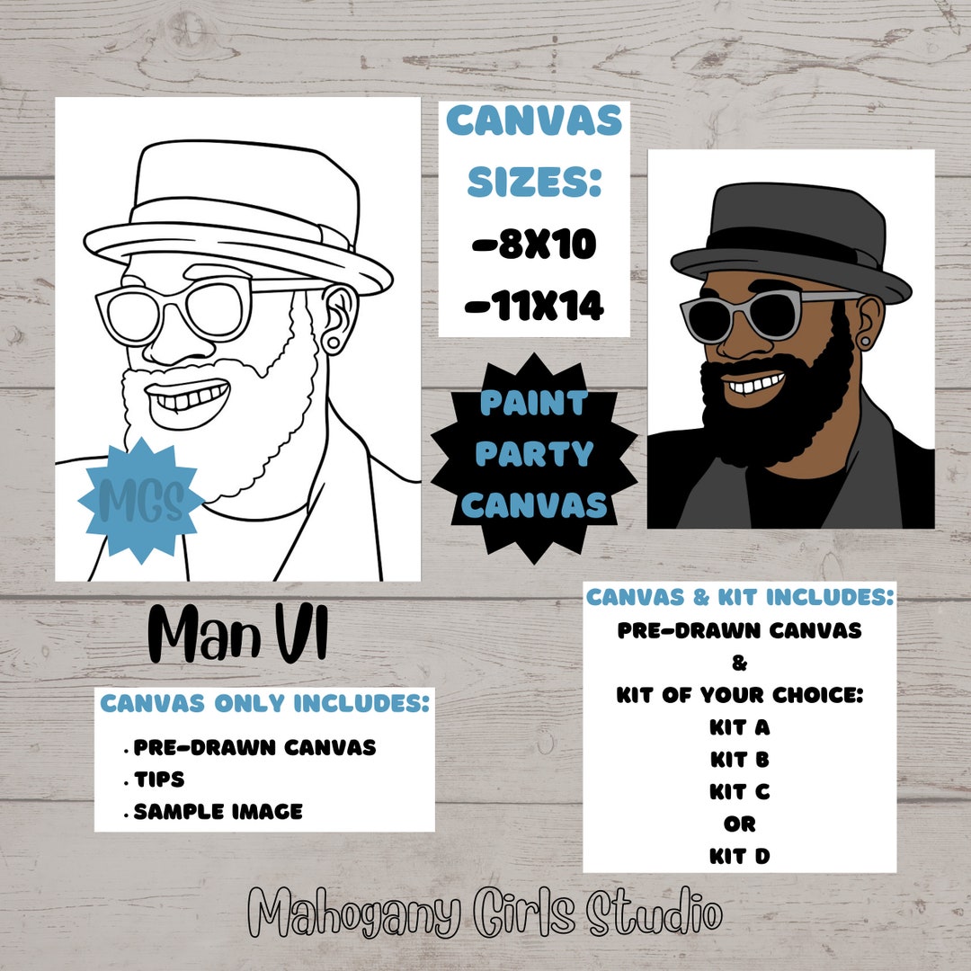 Man VI / Predrawn Canvas / Presketched Canvas / Outlined Canvas / Sip