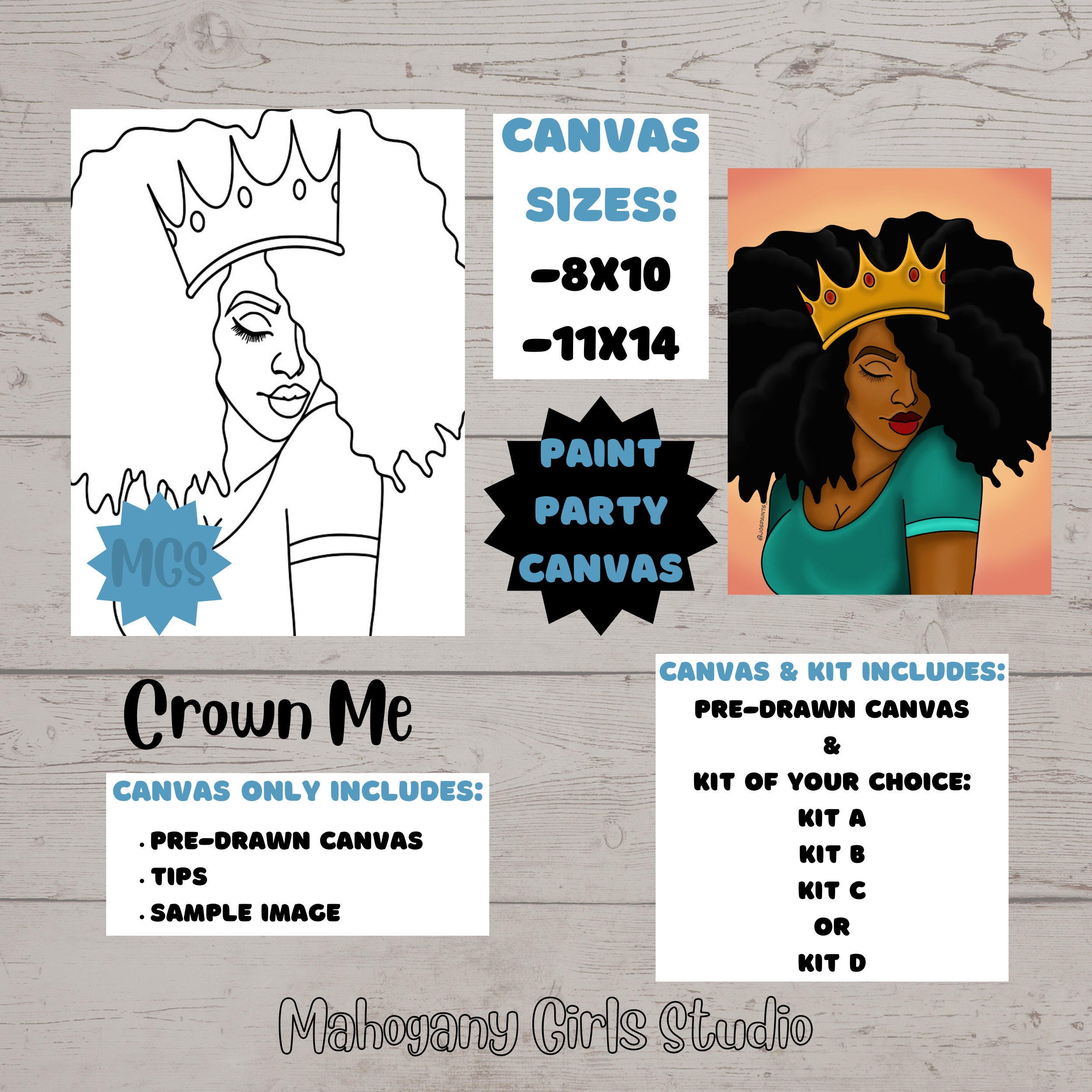 12x16 Canvas Paint Party Kits Pre-Drawn Outline Canvas