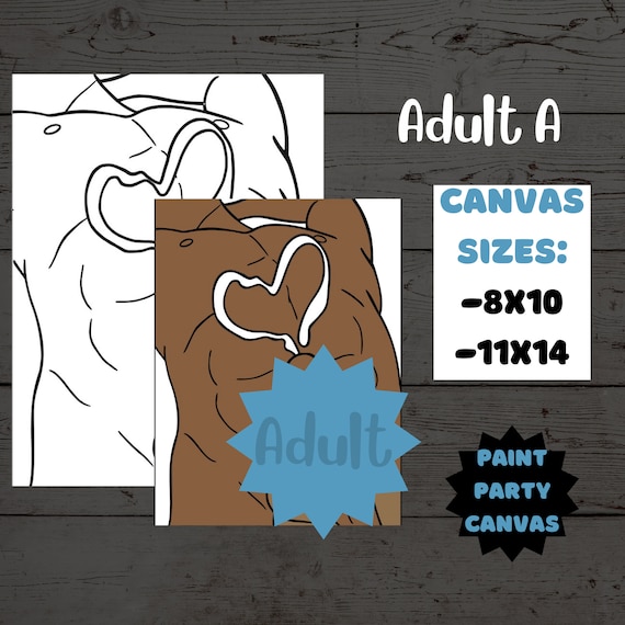 Adult G / Pre-drawn Canvas / Pre-sketched Canvas / Outlined Canvas / Sip  and Paint / Paint Kit / Canvas Painting / DIY Paint Party 
