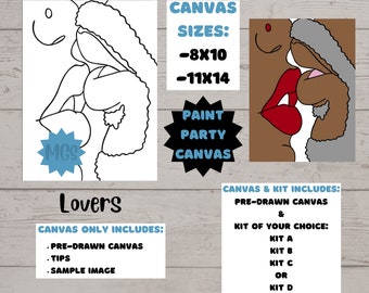 Lovers / Pre-drawn Canvas / Paint Parties / Outlined Canvas / Sip and Paint / Paint Kit / Canvas Painting / DIY Paint Party / Traceable
