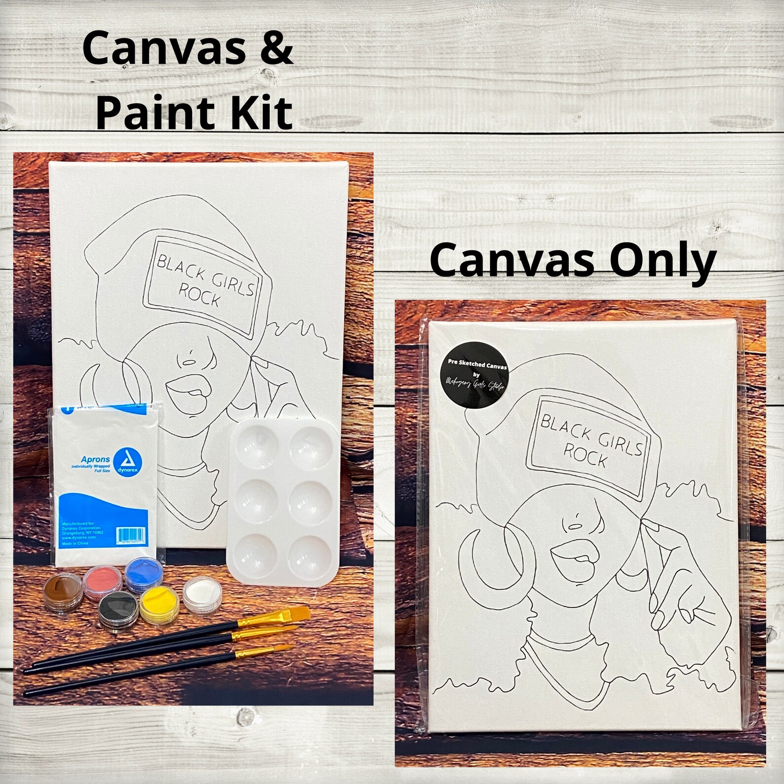 Ms. Mahogany PreSketched Canvas For Painting Adult Paint Etsy