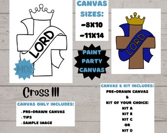 Cross III / Pre-drawn Canvas / Pre-Sketched Canvas / Outlined Canvas / Sip and Paint / Paint Kit / Canvas Painting / DIY Paint Party