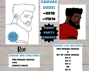 Bae / Pre-drawn Canvas / Pre-Sketched Canvas / Outlined Canvas / Sip and Paint / Paint Kit / Canvas Painting / DIY Paint Party