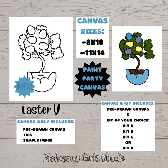 Easter pre printed canvas painting activity kit for kids and