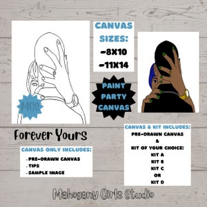 Forever Yours / Pre-drawn Canvas / Pre-Sketched Canvas / Outlined Canvas / Sip and Paint / Paint Kit / Canvas Painting / DIY Paint Party