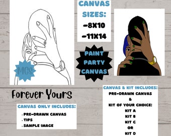 Forever Yours / Pre-drawn Canvas / Pre-Sketched Canvas / Outlined Canvas / Sip and Paint / Paint Kit / Canvas Painting / DIY Paint Party
