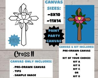 Cross II / Pre-drawn Canvas / Pre-Sketched Canvas / Outlined Canvas / Sip and Paint / Paint Kit / Canvas Painting / DIY Paint Party