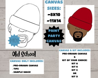 Old School / Pre-drawn Canvas / Pre-Sketched Canvas / Outlined Canvas / Sip and Paint / Paint Kit / Canvas Painting / DIY Paint Party