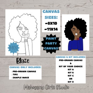 Blaze / Pre-drawn Canvas / Pre-Sketched Canvas / Outlined Canvas / Sip and Paint / Paint Kit / Canvas Painting / DIY Paint Party