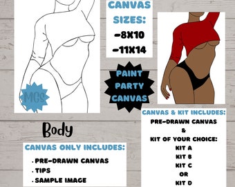 Body / Pre-drawn Canvas / Pre-Sketched Canvas / Outlined Canvas / Sip and Paint / Paint Kit / Canvas Painting / DIY Paint Party