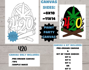 420 / Pre-drawn Canvas / Pre-Sketched Canvas / Outlined Canvas / Sip and Paint / Canvas Painting / DIY Paint Party / Woman