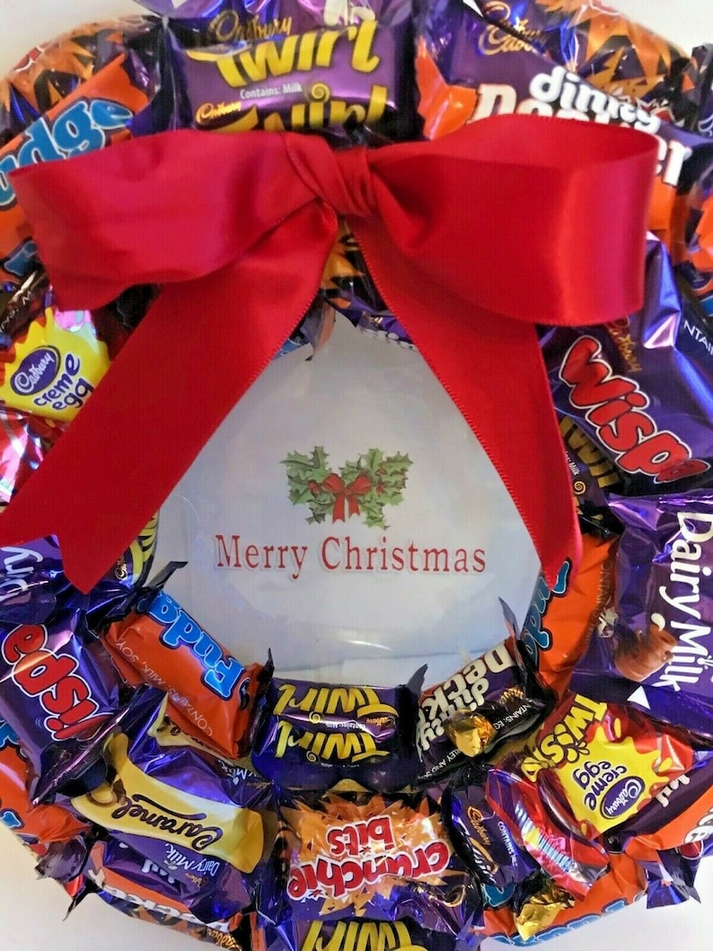 Christmas Sweet Wreath Novelty Sweets and Chocolates Gift PERSONALISE