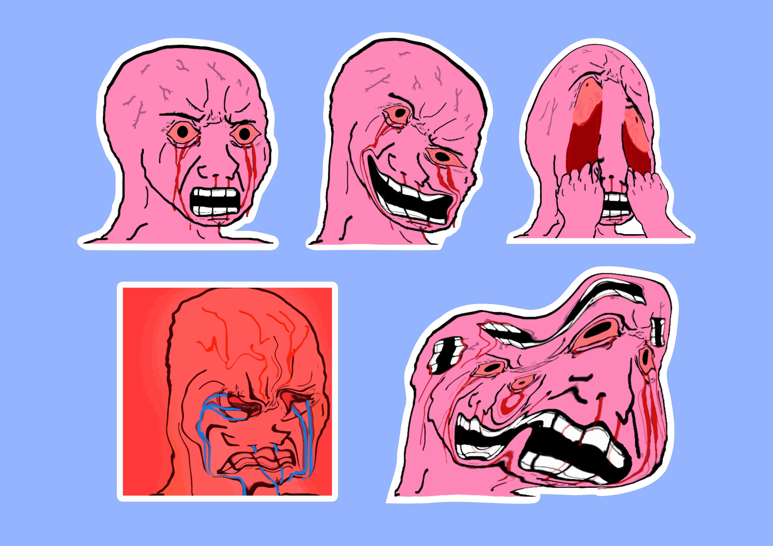 Pink Wojak Angry Rage Wojak Stickers X5 Stonks Meme Funny - Etsy Finland