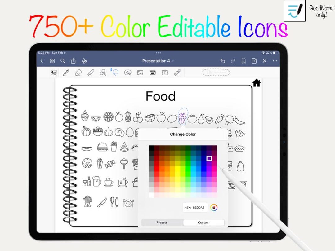 Editable Notebook Sticker Color Editable Stickers Notebook for Goodnotes, Instant Digital ...