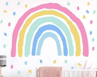 Rainbow Wall Decals| Watercolor Rainbow Wall Stickers| Nursery Wall Decor Arts| Modern Vinyl Stickers for Kids Bedroom| Baby Stickers