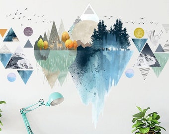 Geometry Wall Stickers Triangle, Nordic Style Wall Decals, Nursery Wall Decals for Living room, Bedroom, Removable Wall Arts, Home Decor