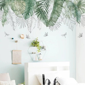 Jungle Wall Decals, Tropical Wall Stickers, Tropical Jungle Leaves, Nursery Wall Arts, Palm Leaf Wall Arts, Bedroom Living Wall Decals