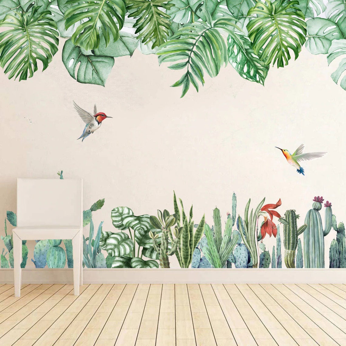 Tropical Wall Decals Jungle Leaves Wall Stickers Green Leaf Etsy