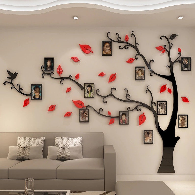 Family Tree Wall Decal, Large Family Tree With Photo Frames Wall