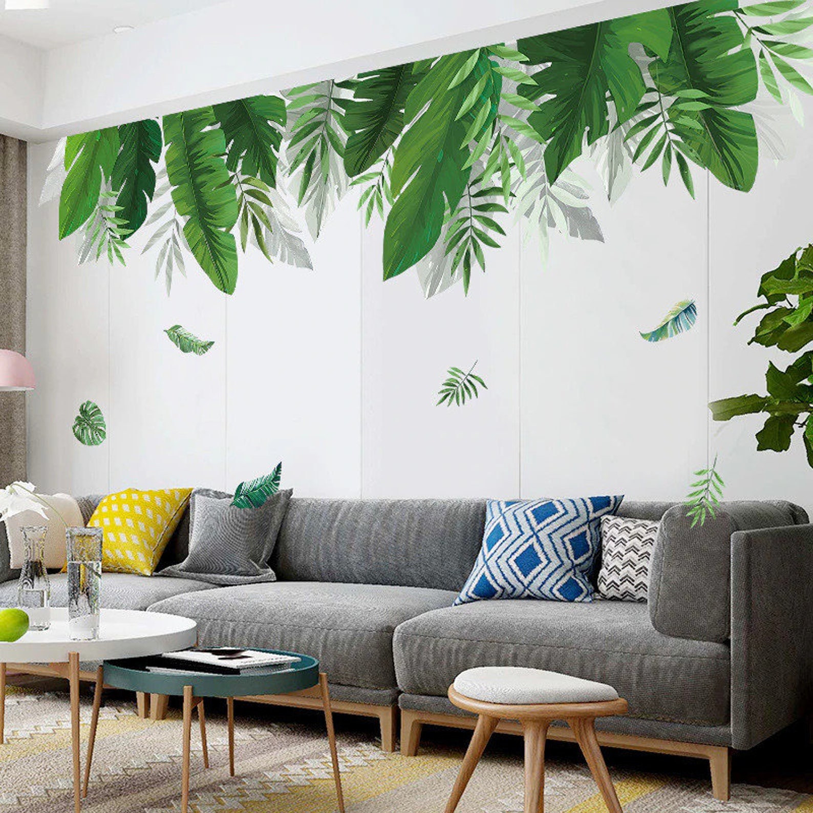 Tropical Wall Decals Banana Leaves Wall Stickers Banana Leaf Etsy