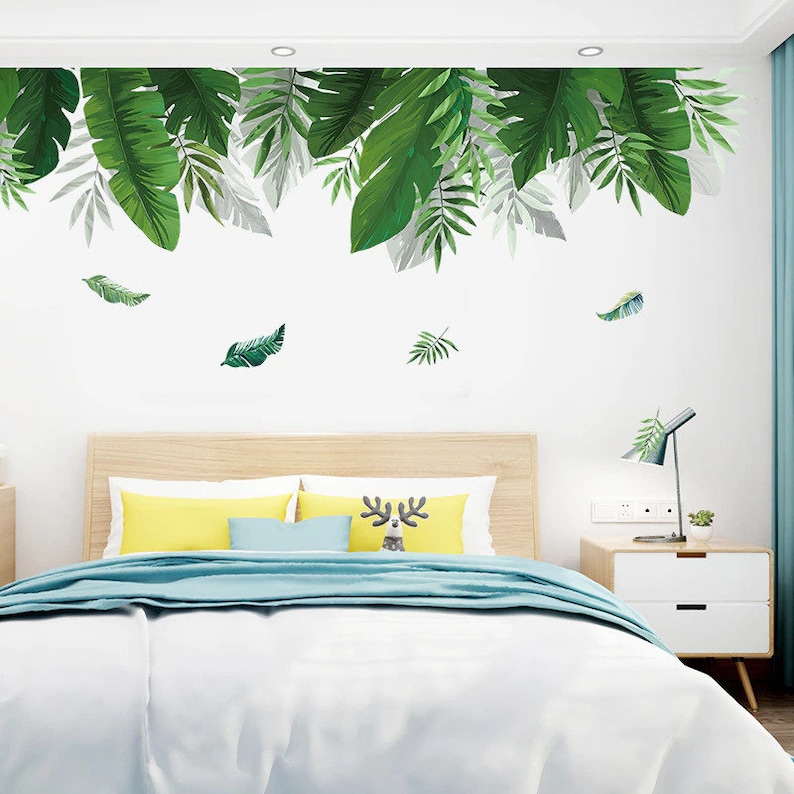 Tropical Wall Decals Banana Leaves Wall Stickers Banana Leaf Etsy