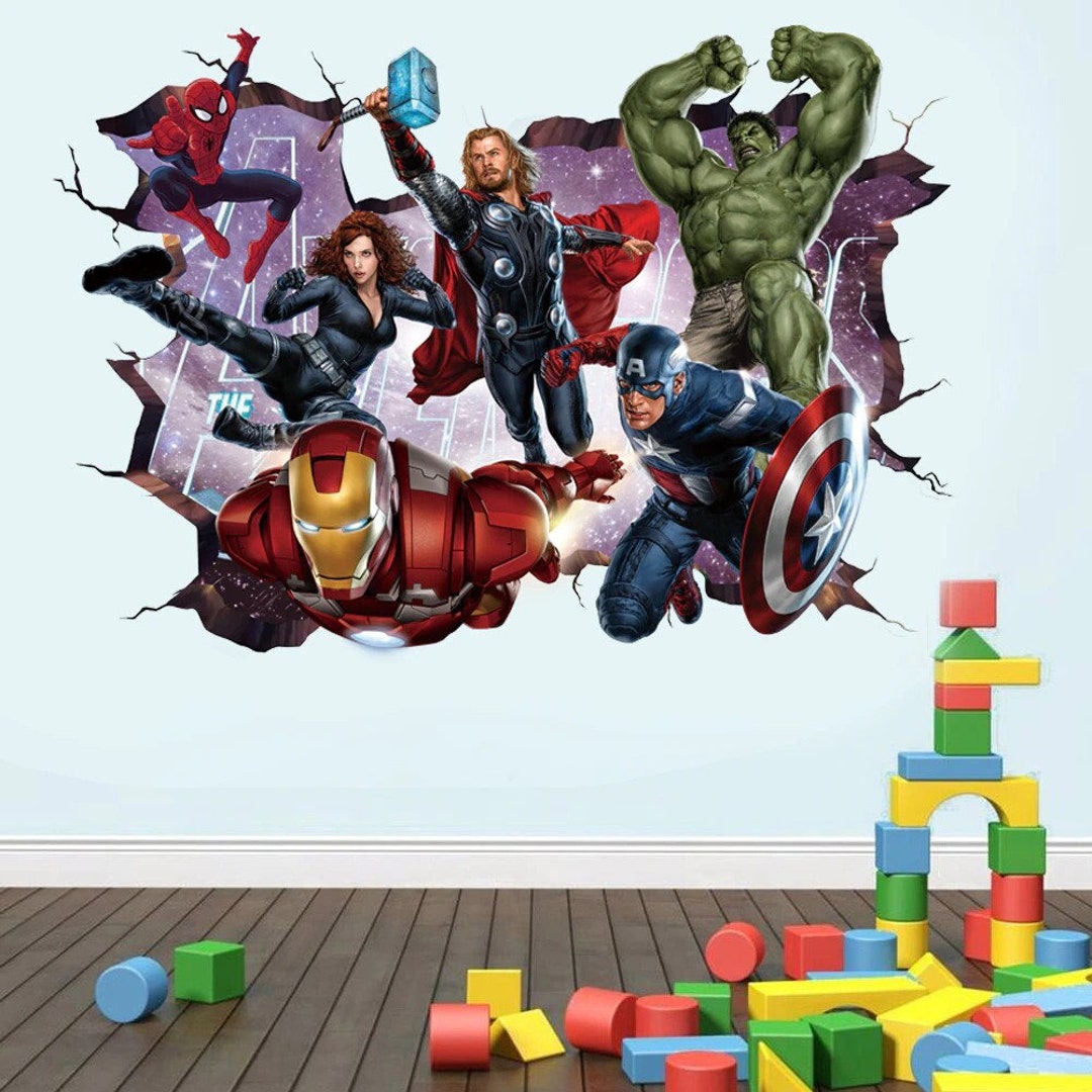Avengers Wall Decals Superhero Wall Decal Stickers Marvel Etsy