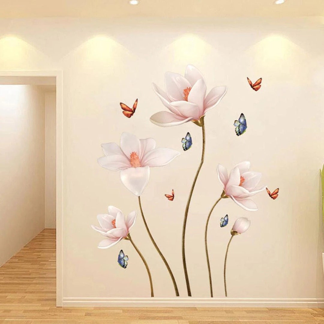Floral Wall Stickers, Meadow Floral Wall Decal, Wall Decor, Boho Style