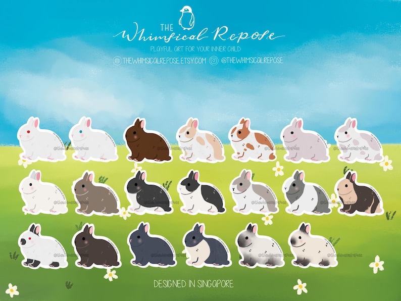 Pode incluir: Um conjunto de 20 adesivos digitais com v&aacute;rios coelhos de desenho animado fofinhos em diferentes cores e poses. Os adesivos s&atilde;o projetados em Singapura e s&atilde;o perfeitos para adicionar um toque caprichoso aos seus projetos digitais.