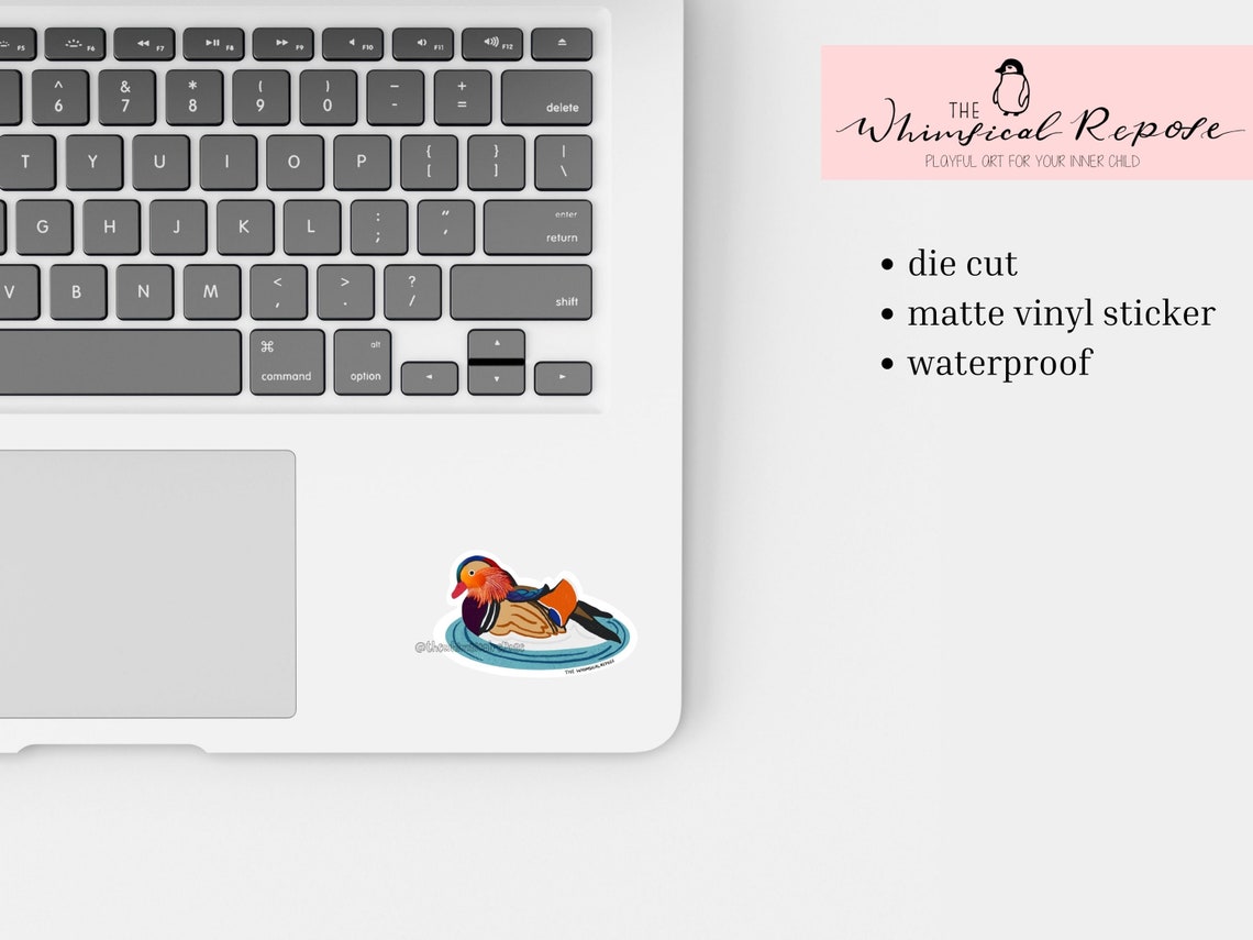 Mandarin Duck Die Cut Vinyl Sticker, Bird Breed Waterproof Laptop Decal ...
