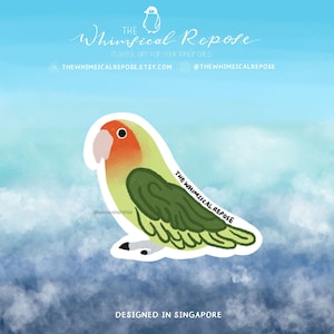 Green Peachface Lovebird Sticker for Tumbler, Bird Mom Gift, Cute Lovebird Decal for Laptop, Lovebird Gifts for Her, Parrot Memorial Gift