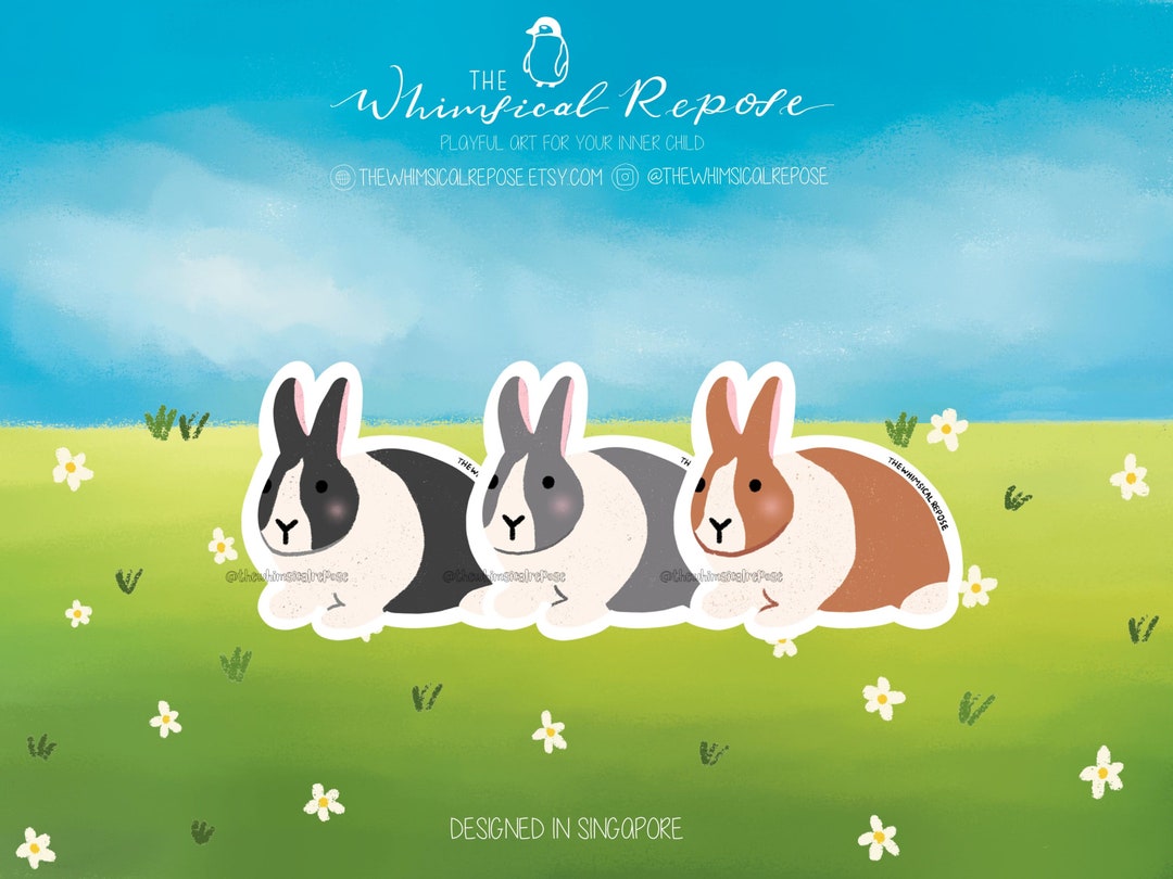Dutch Rabbit Sticker for Tumbler, Cute Rabbit Decal for Laptop, Bunny ...