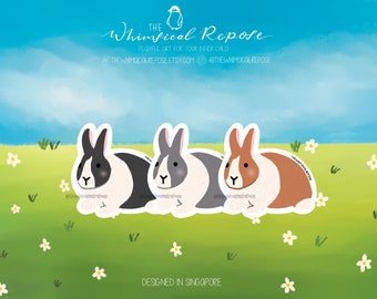 Dutch Rabbit Sticker for Tumbler, Cute Rabbit Decal for Laptop, Bunny Mom Gift,Dutch Rabbit Memorial Keepsake Gift,Grey Bunny Gift for Girls