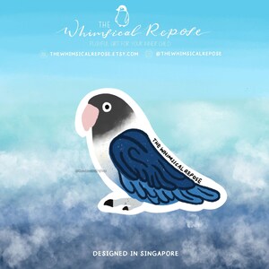 Blue Mask Lovebird Sticker for Tumbler, Bird Mom Gift, Cute Lovebird Decal for Laptop, Lovebird Gift for Her, Parrot Memorial Keepsake Gift