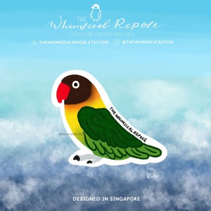 Green Mask Lovebird Sticker for Tumbler, Bird Mom Gift, Cute Lovebird Decal for Laptop, Lovebird Gift for Her, Parrot Memorial Keepsake Gift