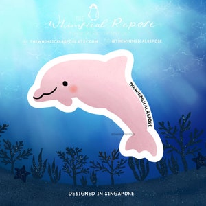 Sticker dauphin rose pour gobelet, sticker dauphin mignon pour ordinateur portable, cadeaux dauphins pour femme, cadeau amoureux des dauphins, cadeau biologie marine, zoologiste