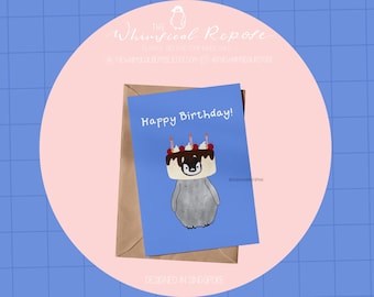 Penguin Birthday Card, Happy Birthday Card, Birthday Greeting Card, Gift For Penguin Lovers, Cute Animal Stationery, Birthday Card For Her