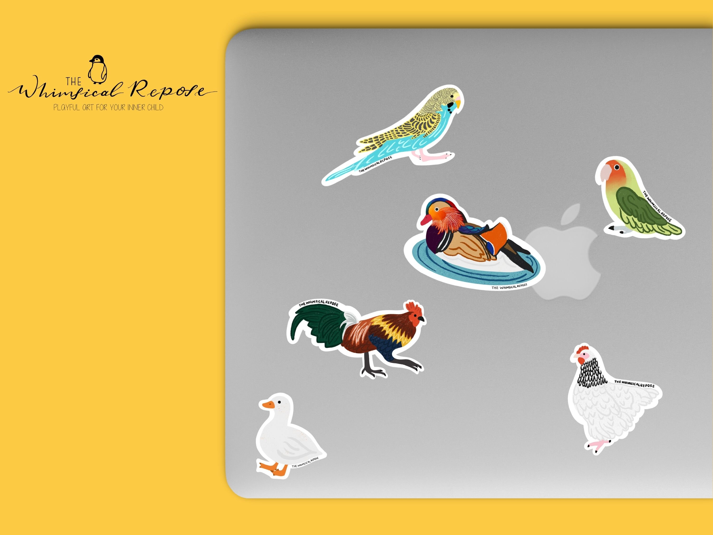 Mandarin Duck Die Cut Vinyl Sticker, Bird Breed Waterproof Laptop Decal ...