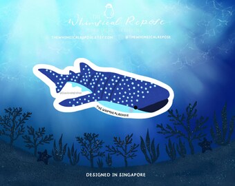 Whale Shark Sticker for Water Bottle, Cute Whale Shark Decal for Laptop, Whale Gifts for Women, Shark Lover Gifts, Marine Biology Gifts,